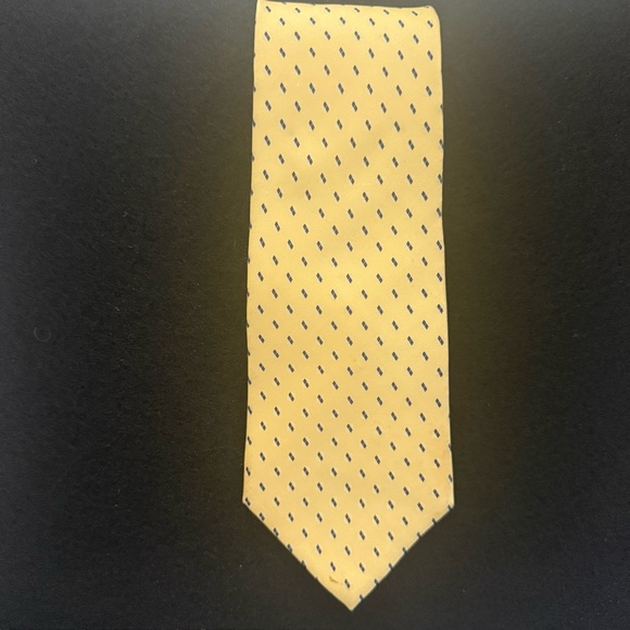 ZYLOS GOLD Yellow & Navy Blue Diamond Silk Tie - Picture 5 of 6